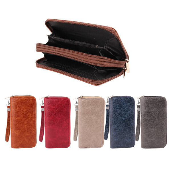 CC Wallet Dual Zipper Leather