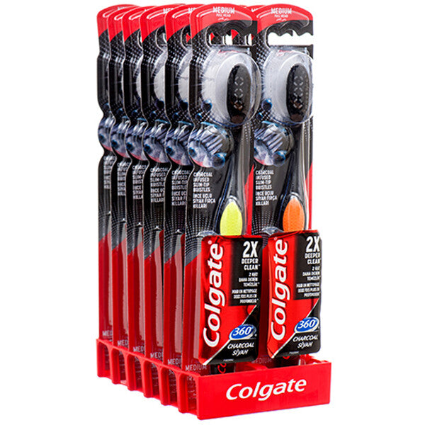 Colgate Toothbrush 360 Charcoal Black Medium