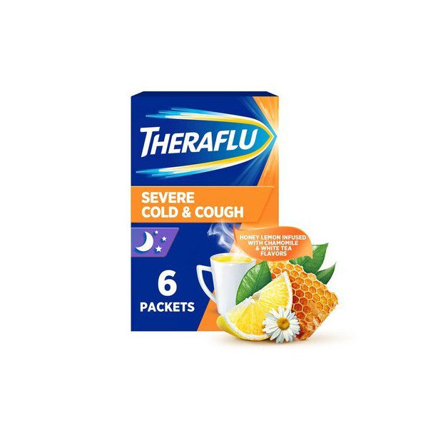 Theraflu Severe Cold & Cough Nighttime Chamomile & Tea Honey Lemon 6 ct