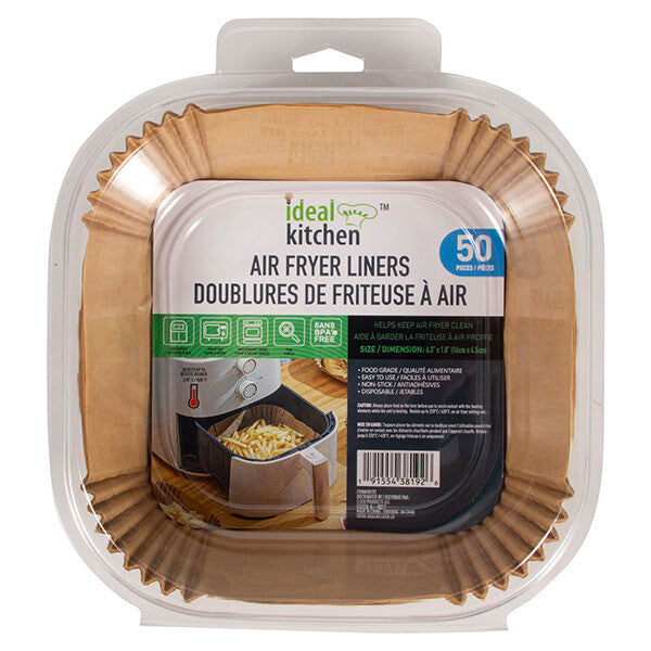 Ideal Kitchen Air Fryer Liner Paper 50PK 6.3in Square