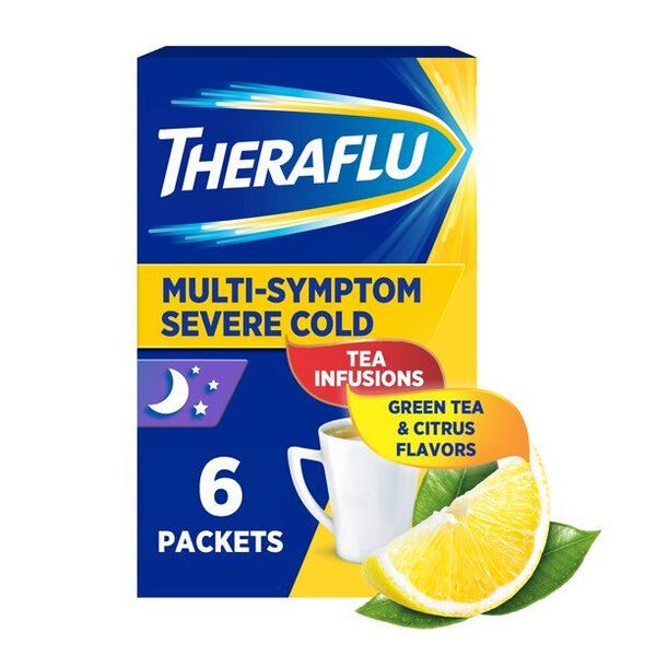 Theraflu Multi-Symptom Severe Cold Green Tea & Citrus flavors 6ct