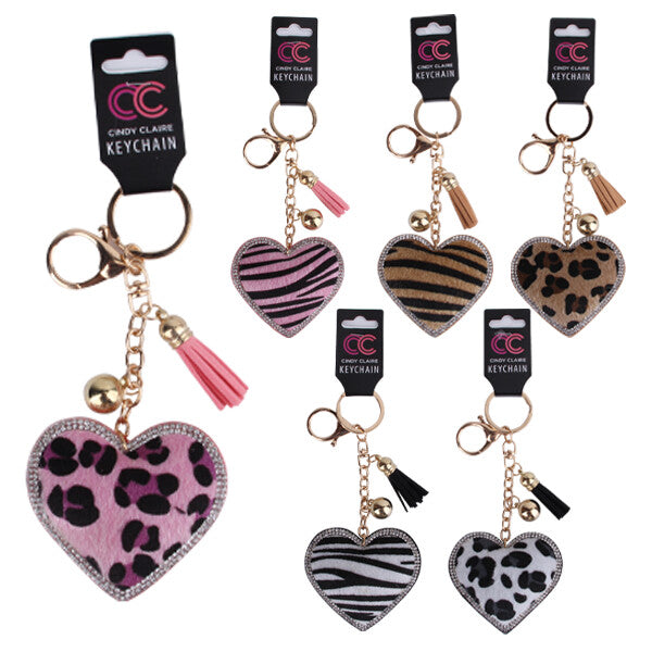 Keychain Heart Animal Printed