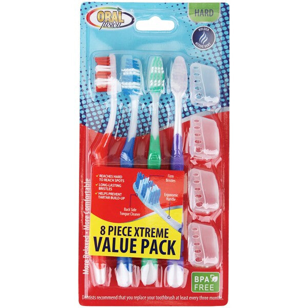 Oral Fusion Toothbrush 8PK Xtreme Hard