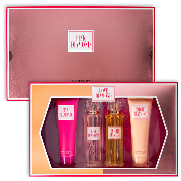 Women's 4pcs Set PINK DIAMOND 4.1fl.oz/120ml×2 Body Lotion 3.4fl.oz/100ml×2 EDP