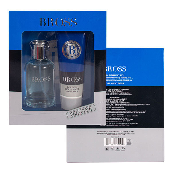 Men's 2pcs Gift Set BROSS 1.7fl.oz/50mlEDT 2.8fl.oz/80ml Body Wash