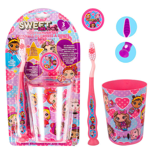 Oral Fusion Kids Toothbrush 3PK w/ Cup Sweet Missy