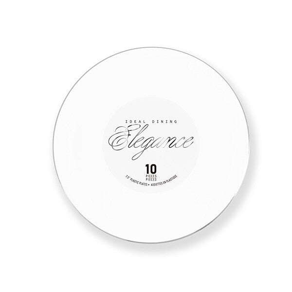 Elegance Plate 7.5" White + Rim Stamp Silver