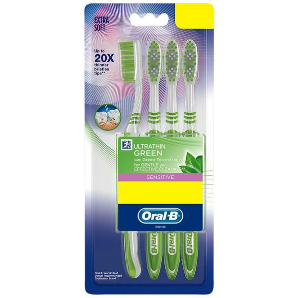 Oral-B Toothbrush 4PK Ultrathin Sensitive Green