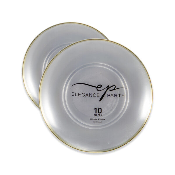 EP Curve 10PK 10.25" Dinner Plate Clear+Gold