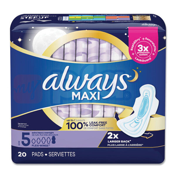 Always Maxi 20ct Size 5 Overnight 2X w/Wings
