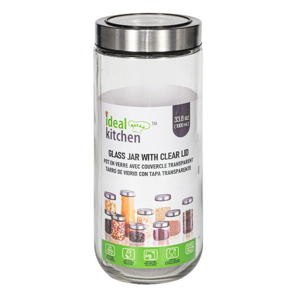 Ideal Kitchen Glass Jar with Clear Lid 33.82 oz 1pk