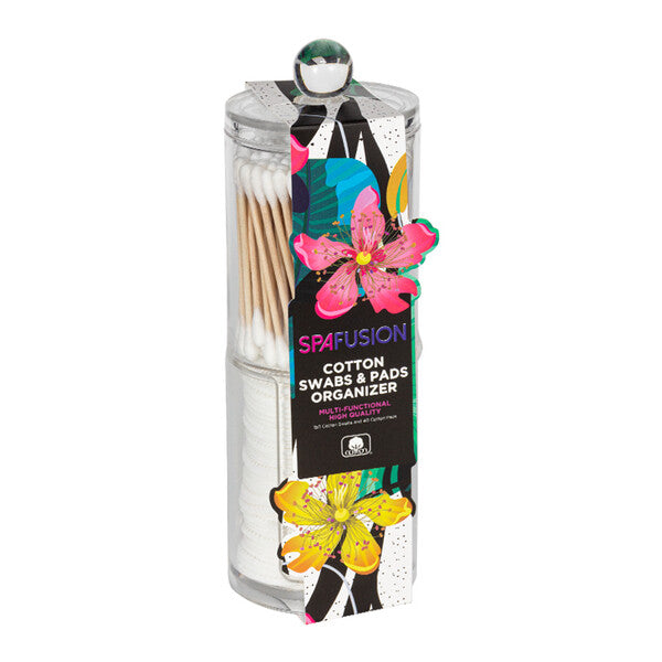 Spa Fusion Reusable Stackable Acrylic Containers with 150CT Cotton Swabs and 40CT Cotton Round Pads