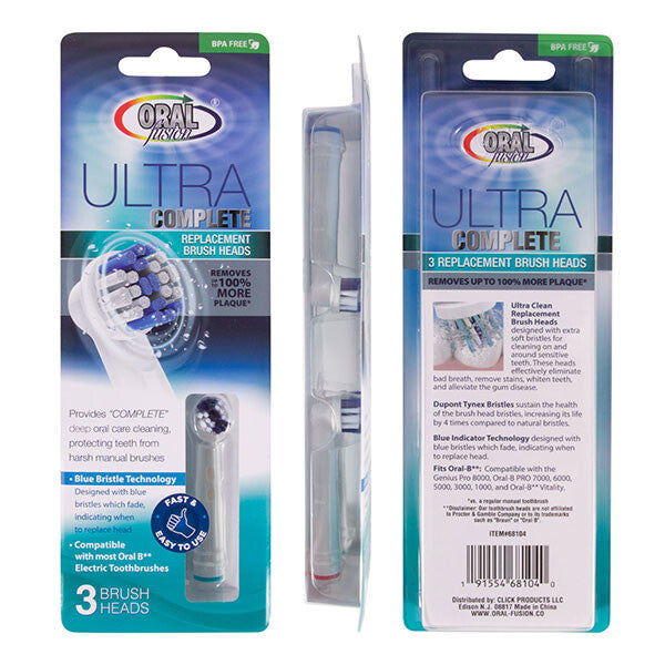 Oral Fusion 3 Replacement Brush Heads Compatible with Oral-B
