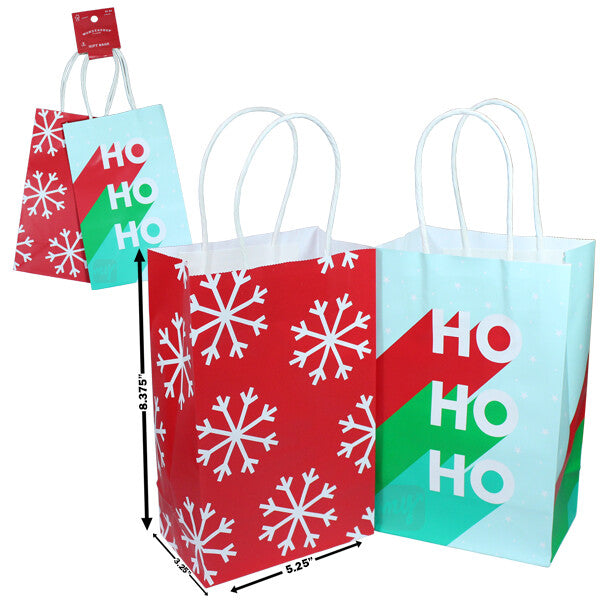 Target Wondershop Gift Bag 2PK Hohoho Snowflake 5.25"x3.25"x8.375"