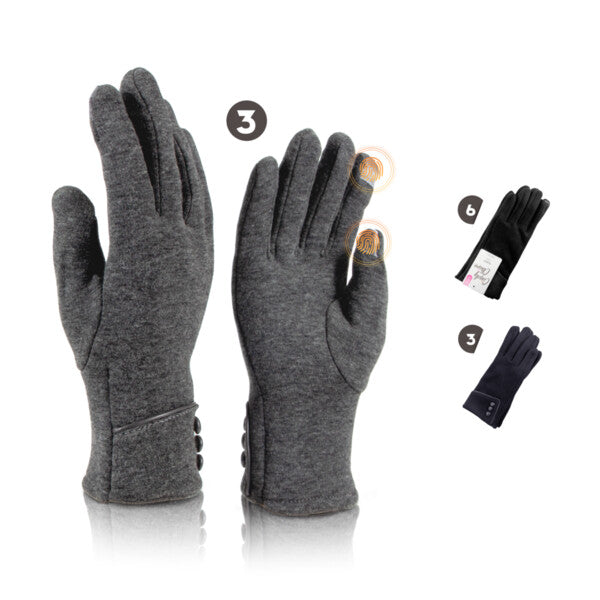 Cindy Claire Ladies Fashion Gloves w/ Touch 3 Buttons