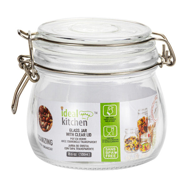 Ideal Kitchen Glass Jar with Clear Lid 18.59 oz