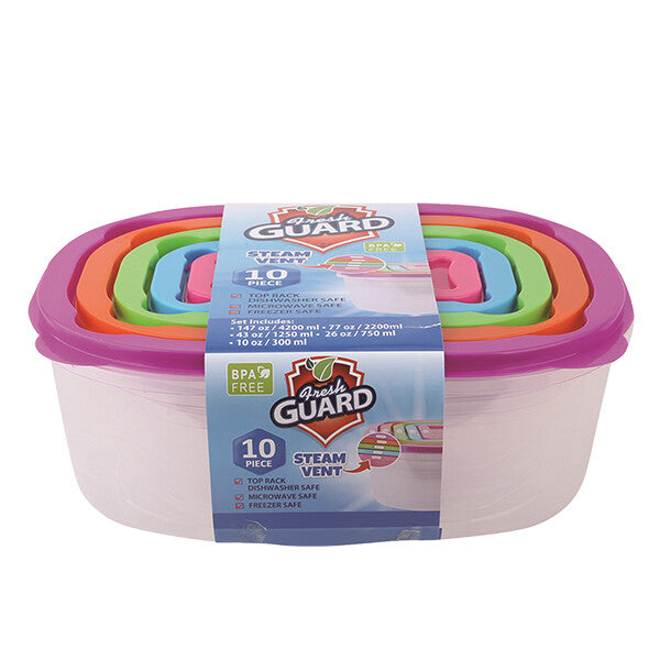 Fresh Guard Plastic Container Set Vent 10PK Rect
