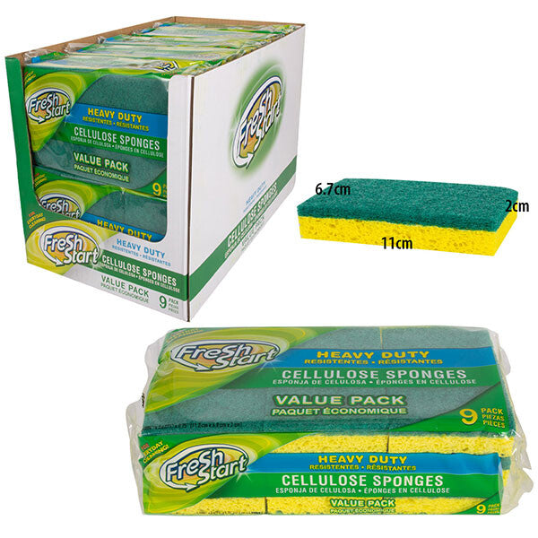 Fresh Start Sponge 9PK Cellulose Heavy Duty