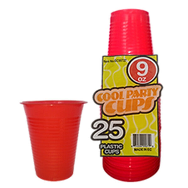 Plastic Cups 9oz red Color 25pc 48ct