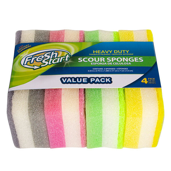 Fresh Start Sponge 4PK Scour Heavy Duty