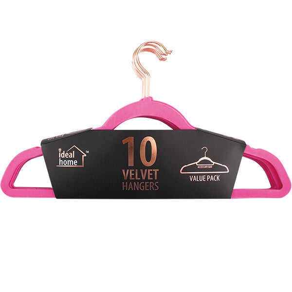 Ideal Home Velvet Hanger 10PK Pink Rose Gold