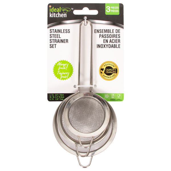 Ideal Kitchen Stainless Steel Strainer 3PK