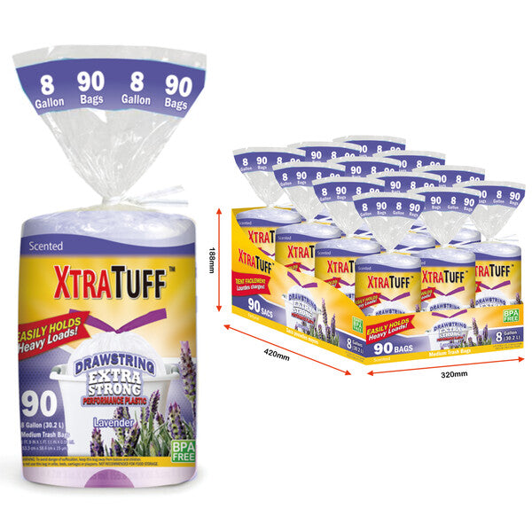 Xtratuff Trash Bag Drawstring 8G 90CT Lavender