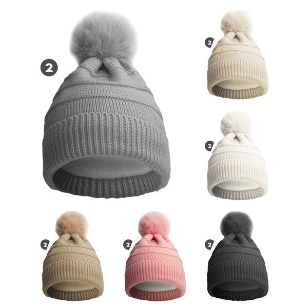MORGAN & MONROE Kids Pom Hat w/Fur lining