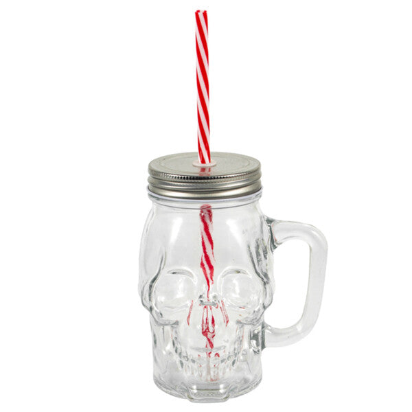 Splash Skull Glass Mug w/ Straw 16.57 oz