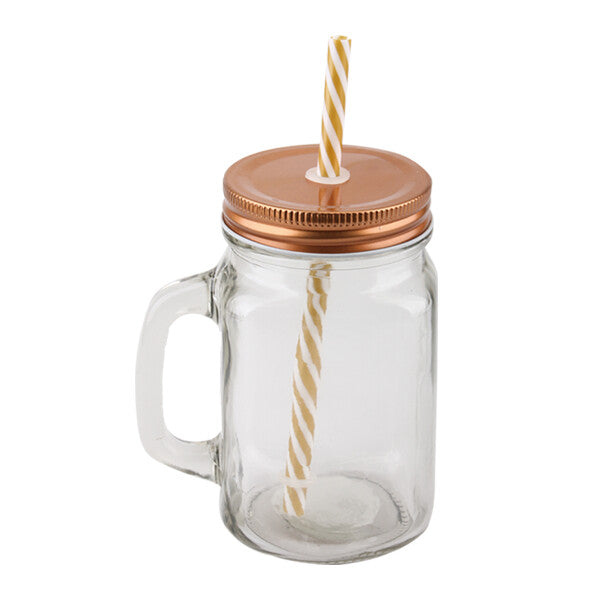 Mason Jar Glass 450ml Rose Gold 1pk