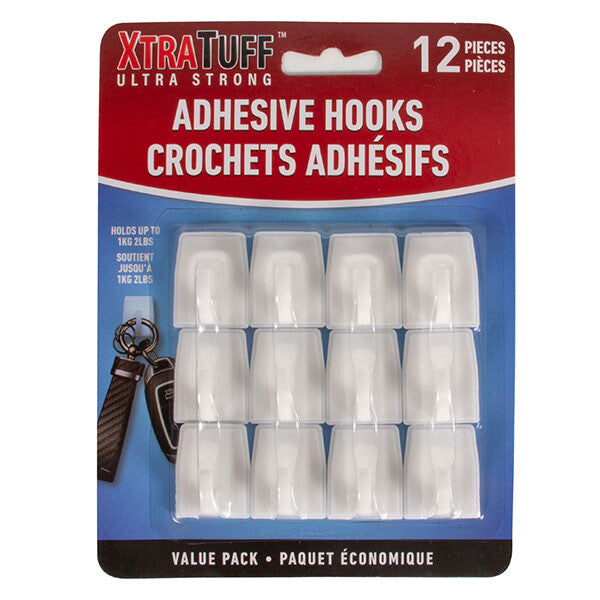 XTRATUFF ADHESIVE HOOKS 12 PCS