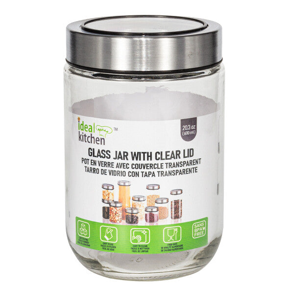 Ideal Kitchen Glass Jar with Clear Lid 20.29oz 1pk