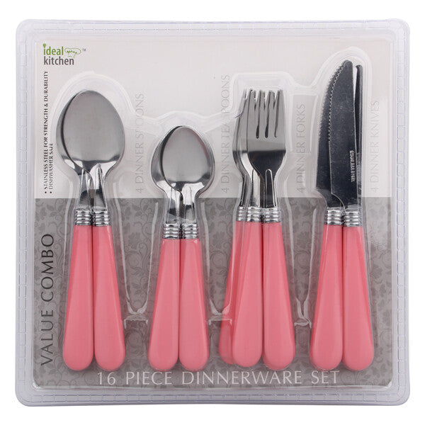 Ideal Kitchen 16PK Dinnerware Set Pink