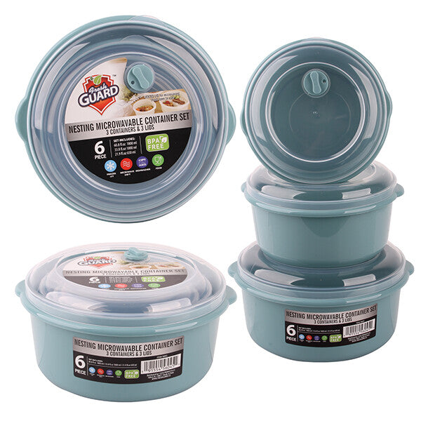 Fresh Guard Plastic Food Container w/ Vent 6PK Round