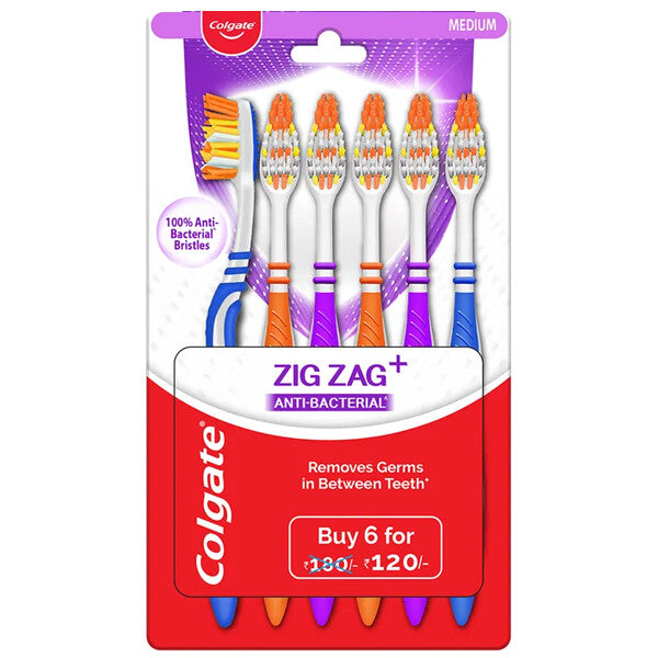 Colgate Toothbrush Zig Zag 6PK Anti-Bacterial