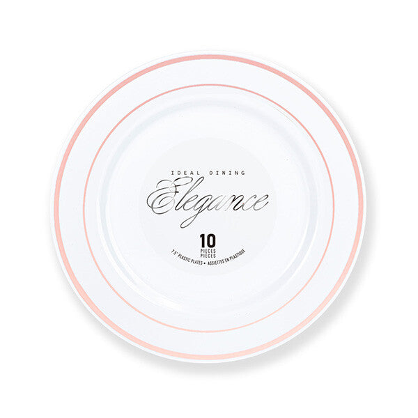 Elegance Plate 7.5" White + 2 Line Stamp Rose Gold