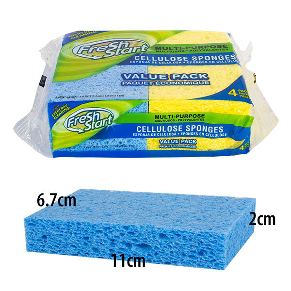 Fresh Start Sponge 4PK Cellulose Only