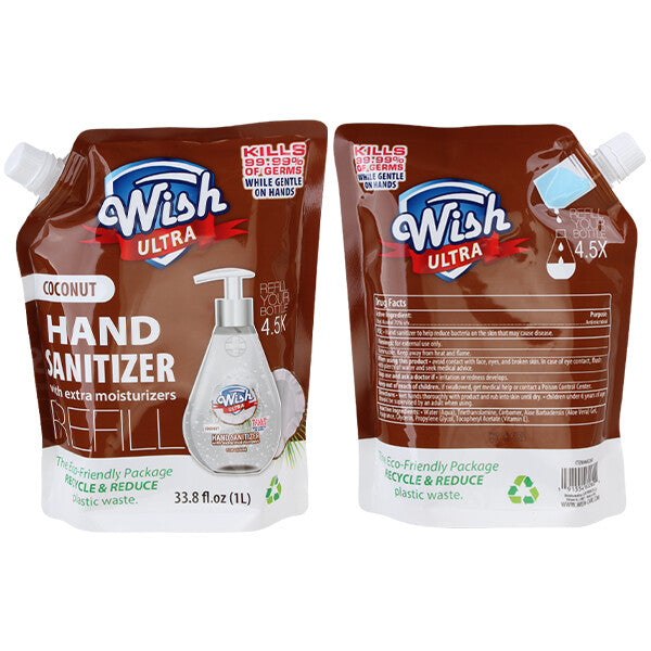 Wish Ultra Hand Sanitizer Refill 33.8oz Coconut