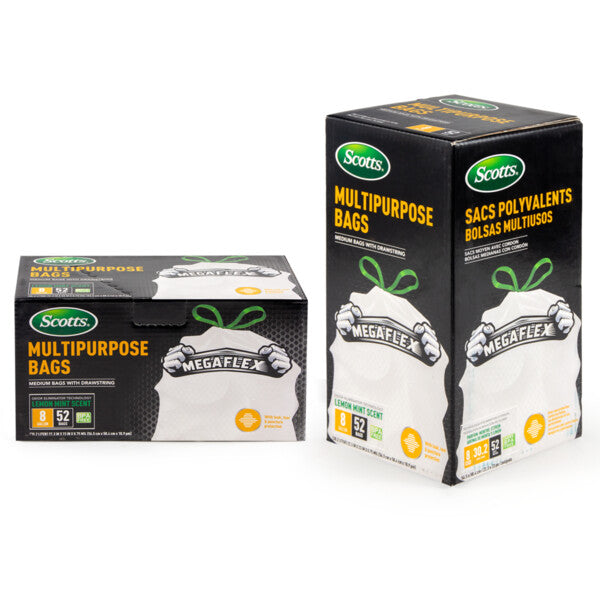 Scotts Drawstring Bag Flex 8 Gal 52CT White Lemon