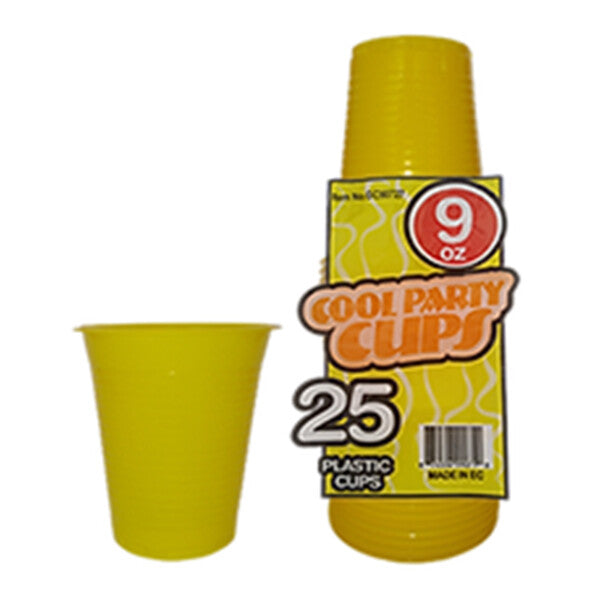 Plastic Cups 9oz yellow Color 25pc 48ct
