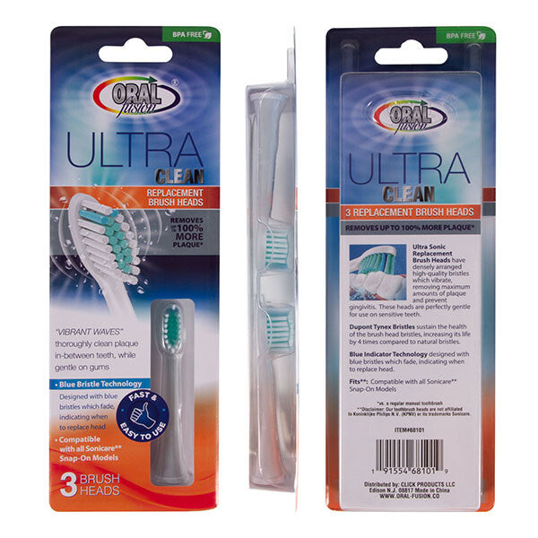 Oral Fusion 3 Replacement Brush Heads Compatible with Sonicare