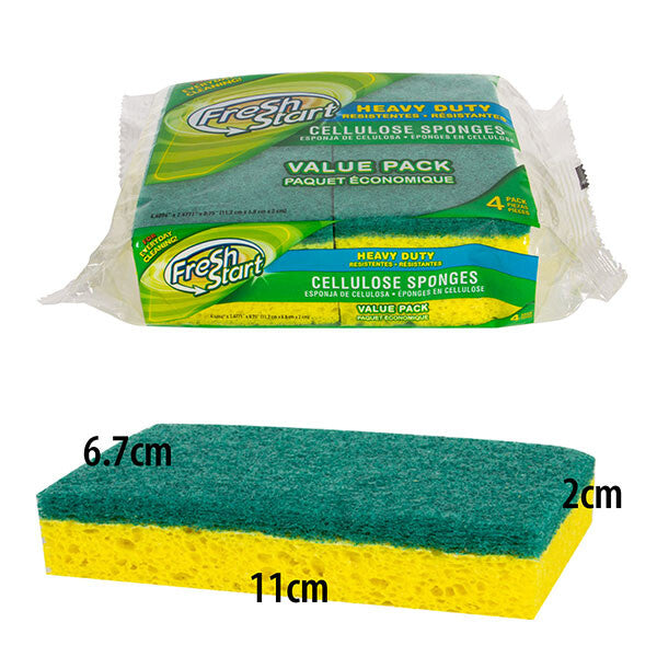 Fresh Start Sponge 4PK Cellulose Heavy Duty