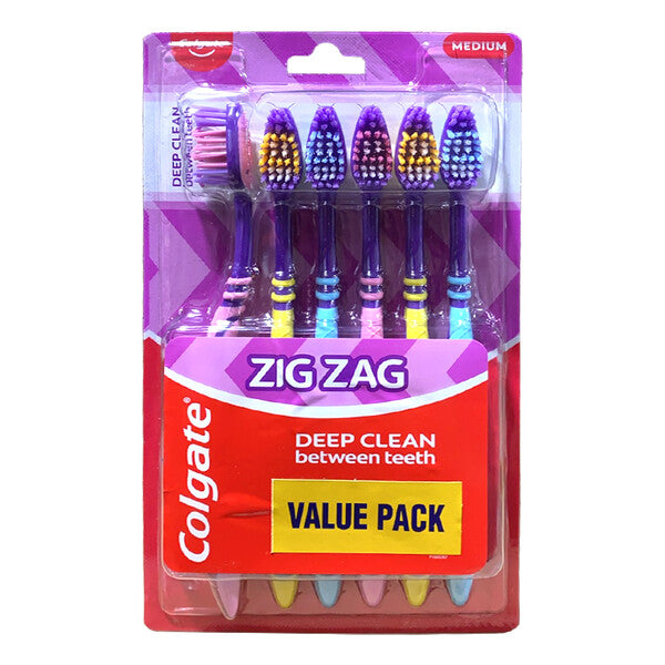 Colgate Toothbrush Zig Zag 6PK Deep Clean Medium