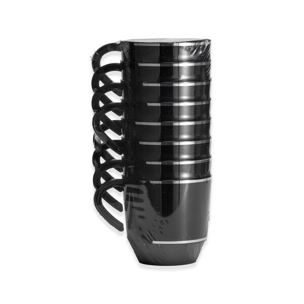 EP 8PK 12.5oz Tea Cup Black+Silver