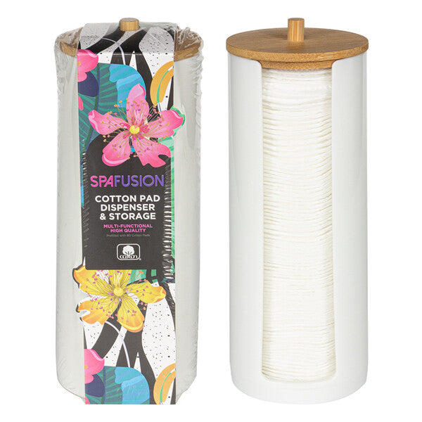 Spa Fusion 80CT Round Cotton Pads with Vanity Organizer