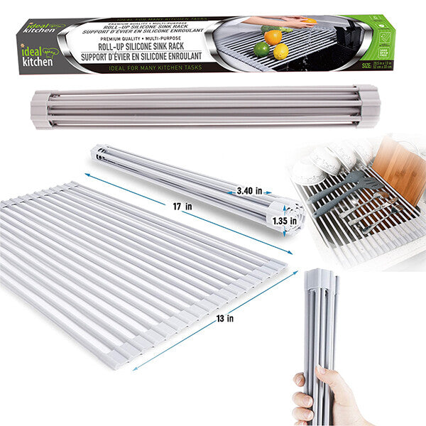 Ideal Kitchen Roll-up silicone Sink Rack 13x17in
