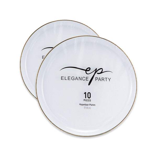 EP Edge 10 PK 7.5" Dinner Plate White+Gold