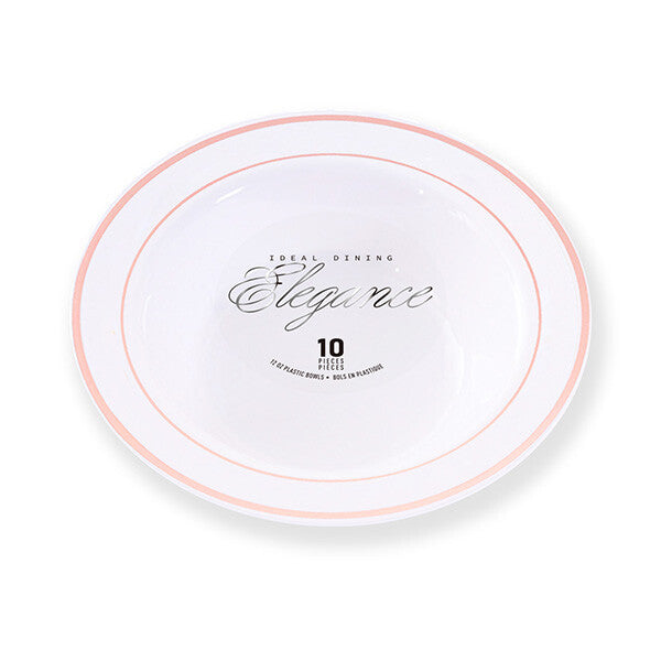 Elegance Bowl 12oz White + 2 Line Stamp Rose Gold