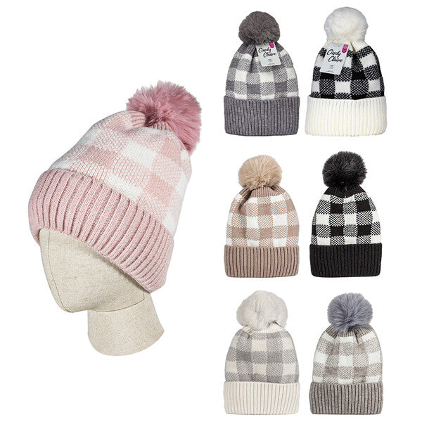 Cindy Claire Ladies Pom Hat w/Fur Lining