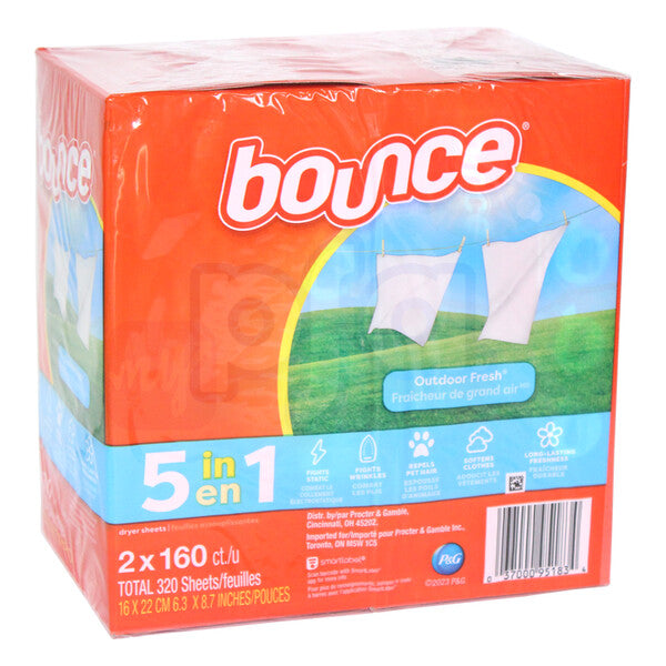 Bounce Fabric Sheet 320Count Outdoor Fresh 5 in 1